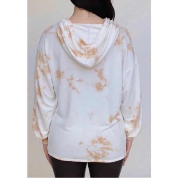 FOUND Los Angeles NWT Dreamer Rose Taupe Tie-Dye Hi-Lo Hoodie S - Picture 4 of 5